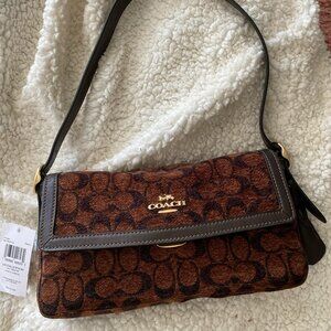 NWT Coach Etta Small Flap Shoulder Bag In Signature Chenille